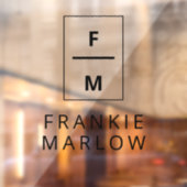 Minimale moderne naam voor kleine bedrijfsmonogram raamsticker (Vel 2)