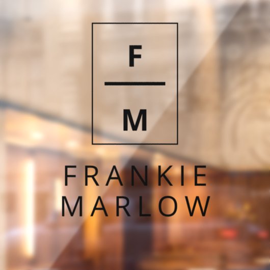 Minimale moderne naam voor kleine bedrijfsmonogram raamsticker (Vel 2)