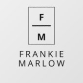 Minimale moderne naam voor kleine bedrijfsmonogram raamsticker (Vel)