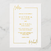 Minimale moderne naamgevingsgrens Echte bruiloft Folie Uitnodiging (Voorkant)