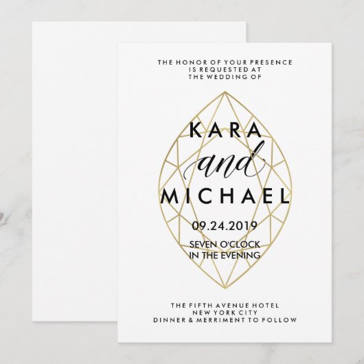 Minimale Moderne Nep Gouden Geometrische Diamanten Kaart (Voorkant / Achterkant)