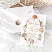 Minimale Moderne Neutrale Safari Dieren Baby Showe Kaart