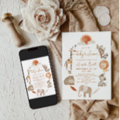 Minimale Moderne Neutrale Safari Dieren Baby Showe Kaart