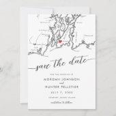 Minimale Moderne Newport Rhode Island Kaart (Voorkant)