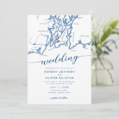 Minimale Moderne Newport Rhode Island Kaart Bruilo (Staand voorkant)