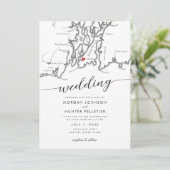 Minimale Moderne Newport Rhode Island Kaart Bruilo (Staand voorkant)