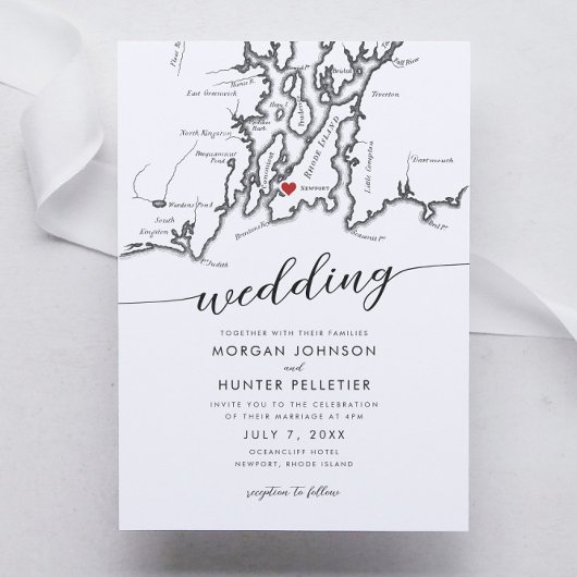 Minimale Moderne Newport Rhode Island Kaart Bruilo