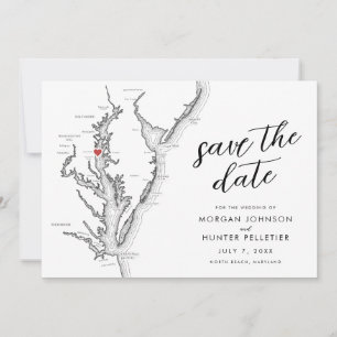 Minimale moderne North Beach MD-huwelijk Save The Date