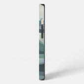 Minimale moderne oceaangolven waterverf canvas iPhone hoesje (Linkerkant)