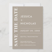 Minimale moderne olijfgrijs elegante bruiloft save the date (Voorkant)