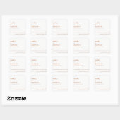 Minimale moderne Oranje typografie Vierkante Sticker (Vel)