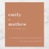 Minimale moderne Oranje typografie Wijn Etiket (Enkel label)