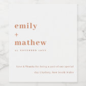 Minimale moderne Oranje typografie Wijn Etiket (Enkel label)