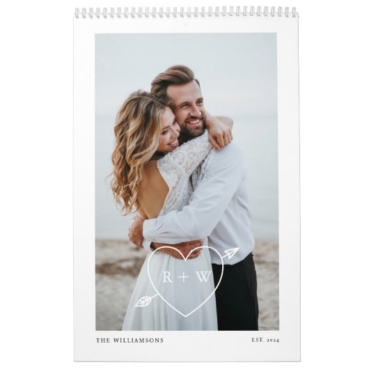 Minimale Moderne Paar Bruiloft Foto's Keepsake Kalender (Hoes)