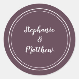 Minimale moderne Paarse bruidbruidbruidegom Ronde Sticker