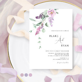 Minimale, moderne Paarse Mauve Pastel Floral Weddi Kaart