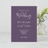 Minimale moderne Paarse witte bruiloft Kaart (Staand voorkant)
