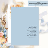 Minimale, moderne perzik, crème, blauwe bloemen br kaart