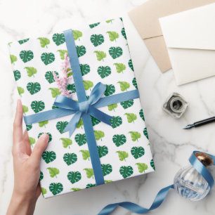 Minimale moderne Plant groene bladeren patroon Cadeaupapier