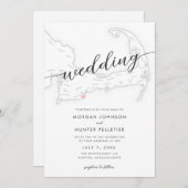 Minimale Moderne Popponesset Inn Kaart Bruiloft (Voorkant / Achterkant)