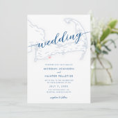 Minimale Moderne Popponesset Inn Kaart Bruiloft (Staand voorkant)