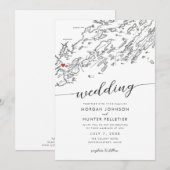 Minimale moderne Portland Maine kaart bruiloft (Voorkant / Achterkant)