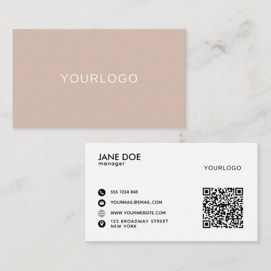 Minimale moderne professional met QR-code Visitekaartje (Voorkant / Achterkant)