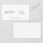 Minimale moderne, professionele legante witte plaa visitekaartje (Voorkant / Achterkant)