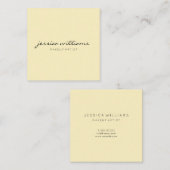 Minimale moderne professionele pasteelgeel vierkante visitekaartje (Voorkant / Achterkant)