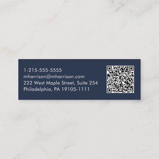 Minimale moderne professionele QR code blauw Mini Visitekaartje (Achterkant)