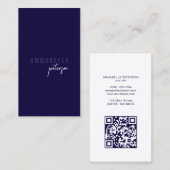 Minimale moderne professionele QR code blauw Visitekaartje (Voorkant / Achterkant)