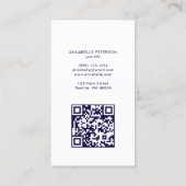 Minimale moderne professionele QR code blauw Visitekaartje (Achterkant)