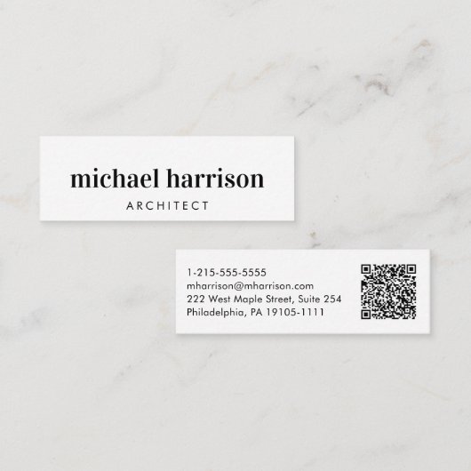 Minimale moderne professionele QR-code Mini Visitekaartje (Voorkant / Achterkant)