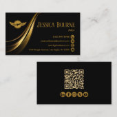 Minimale Moderne Professionele QR Code Pilot Gold Visitekaartje (Voorkant / Achterkant)