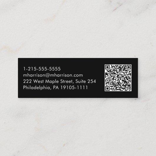 Minimale moderne professionele QR-code zwart Mini Visitekaartje (Achterkant)
