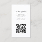 Minimale moderne professionele QR-code zwart Visitekaartje (Achterkant)
