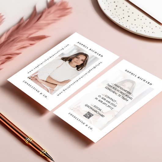 Minimale moderne professionele zakelijke foto QR-c Visitekaartje