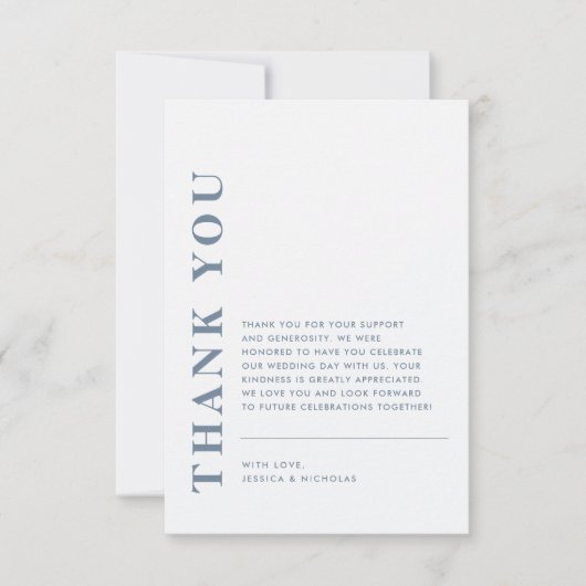 Minimale moderne QR-code blauw & wit bruiloft Bedankkaart (Voorkant)