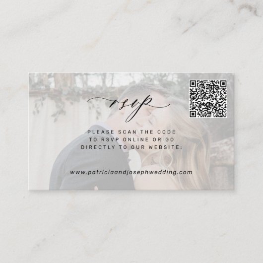 Minimale moderne QR-code bruiloft RSVP Informatiekaartje (Voorkant)