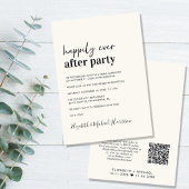 Minimale moderne QR-code Cream Wedding Reception Kaart