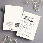 Minimale moderne QR-code Cream Wedding Reception Kaart