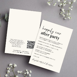 Minimale moderne QR-code Cream Wedding Reception Kaart