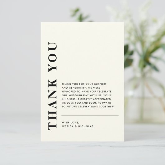 Minimale moderne QR-code Elegante bruiloft Bedankkaart (Staand voorkant)