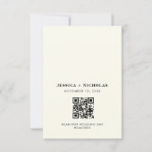 Minimale moderne QR-code Elegante bruiloft Bedankkaart (Achterkant)