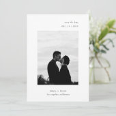 Minimale moderne QR-code foto bruiloft Save The Date (Staand voorkant)