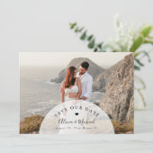 Minimale moderne QR-code foto bruiloft Save The Date (Staand voorkant)