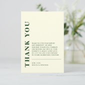 Minimale moderne QR-code ivoor & groene bruiloft Bedankkaart (Staand voorkant)