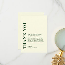 Minimale moderne QR-code ivoor & groene bruiloft Bedankkaart