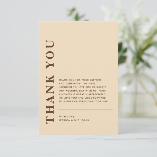 Minimale moderne QR-code licht beige bruiloft Bedankkaart (Staand voorkant)