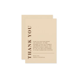 Minimale moderne QR-code licht beige bruiloft Bedankkaart